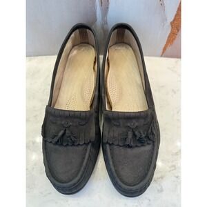 SAS Black Suede Moccasin Tassel Walking Comfort Slip On Shoes Womens Sz 9.5M USA